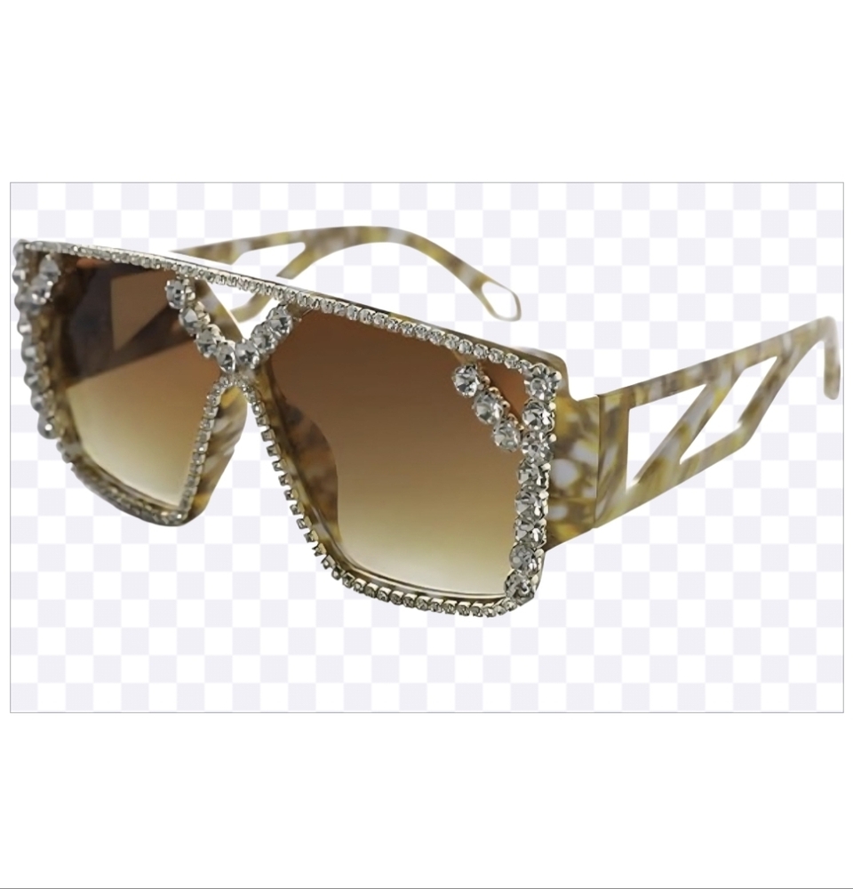 GLAMOROUS CRYSTAL RHINESTONE  GRADIENT BROWN CHIC NEW  NONGLARE SUNGLASSES